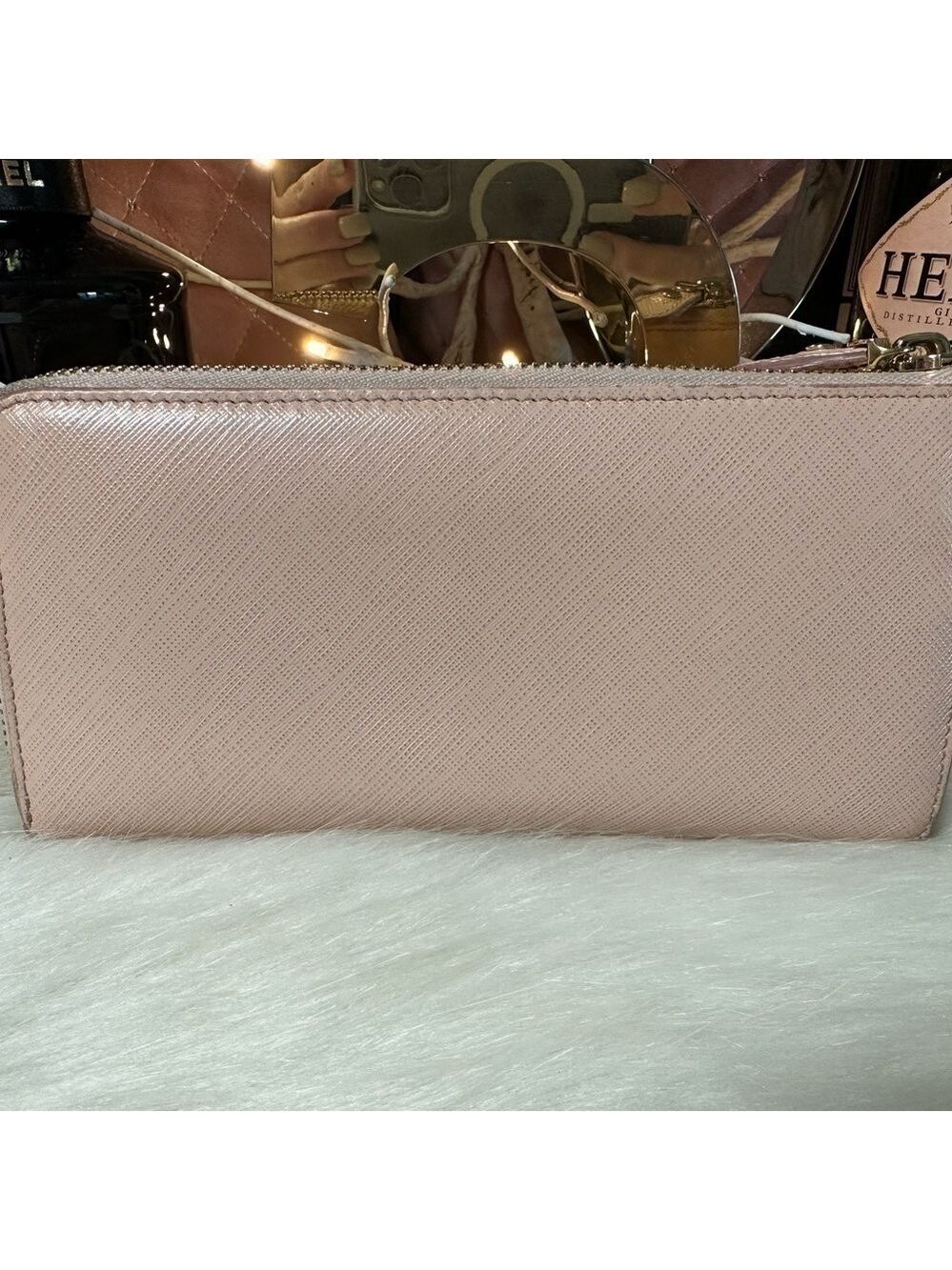 SALVATORE FERRAGAMO VARA BOW PINK LEATHER ZIP LONG WALLET MADE IN ITALY - Picture 5 of 10